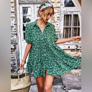 Shein floral puff sleeve dress